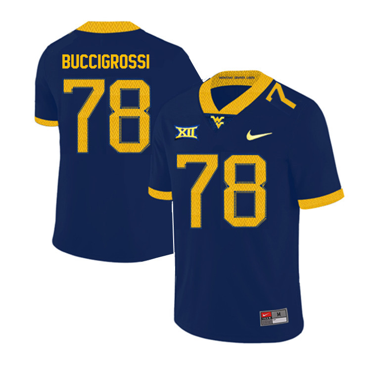 2019 Men #78 Jacob Buccigrossi West Virginia Mountaineers College Football Jerseys Sale-Navy